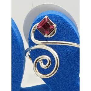Sexy Pink Crystal Rhinestone Toe Ring Adjustable Size Sterling Silver Gift Boxed